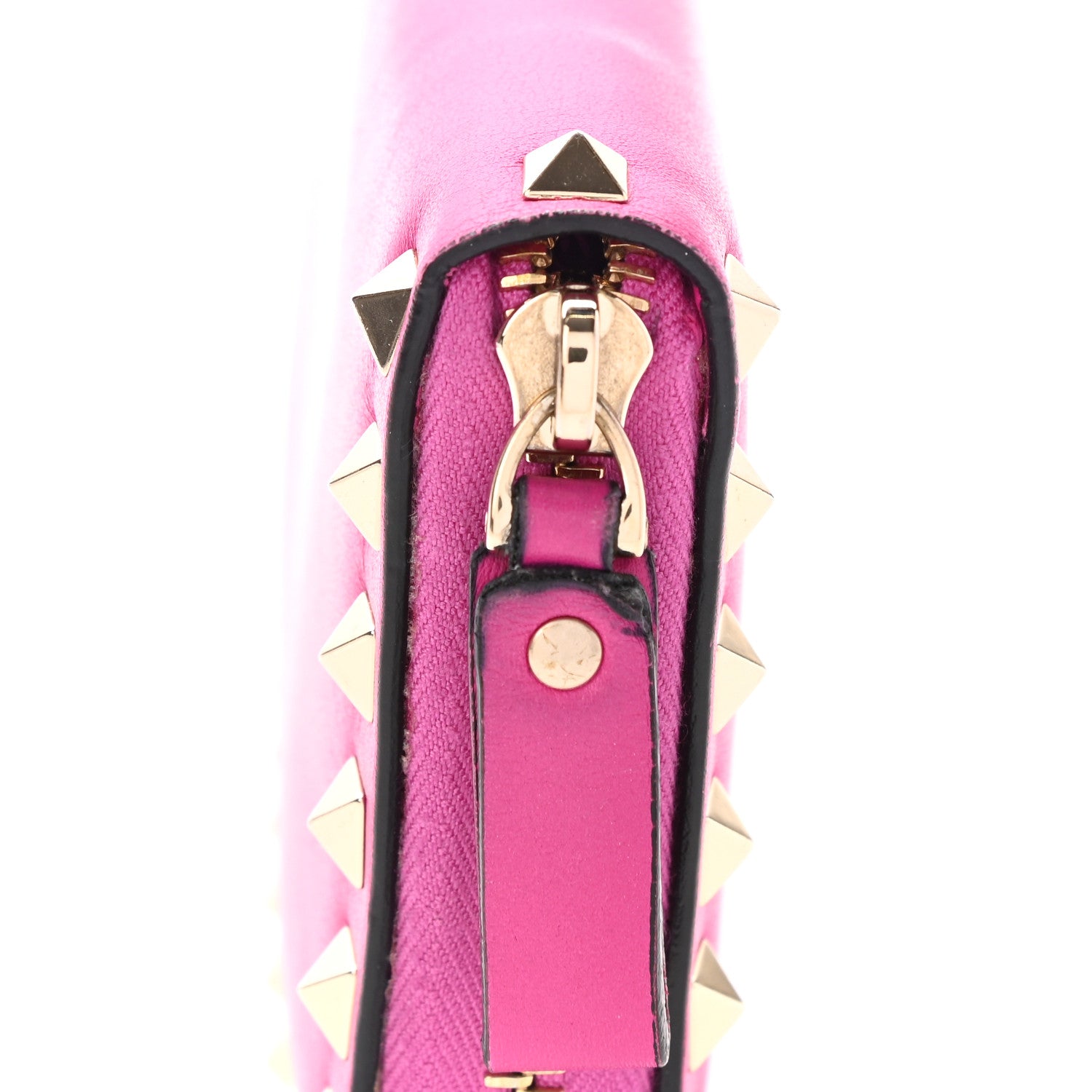 Valentino Garavani Calfskin Rockstud Zip Around Wallet Bright Fuxia 13 of 16