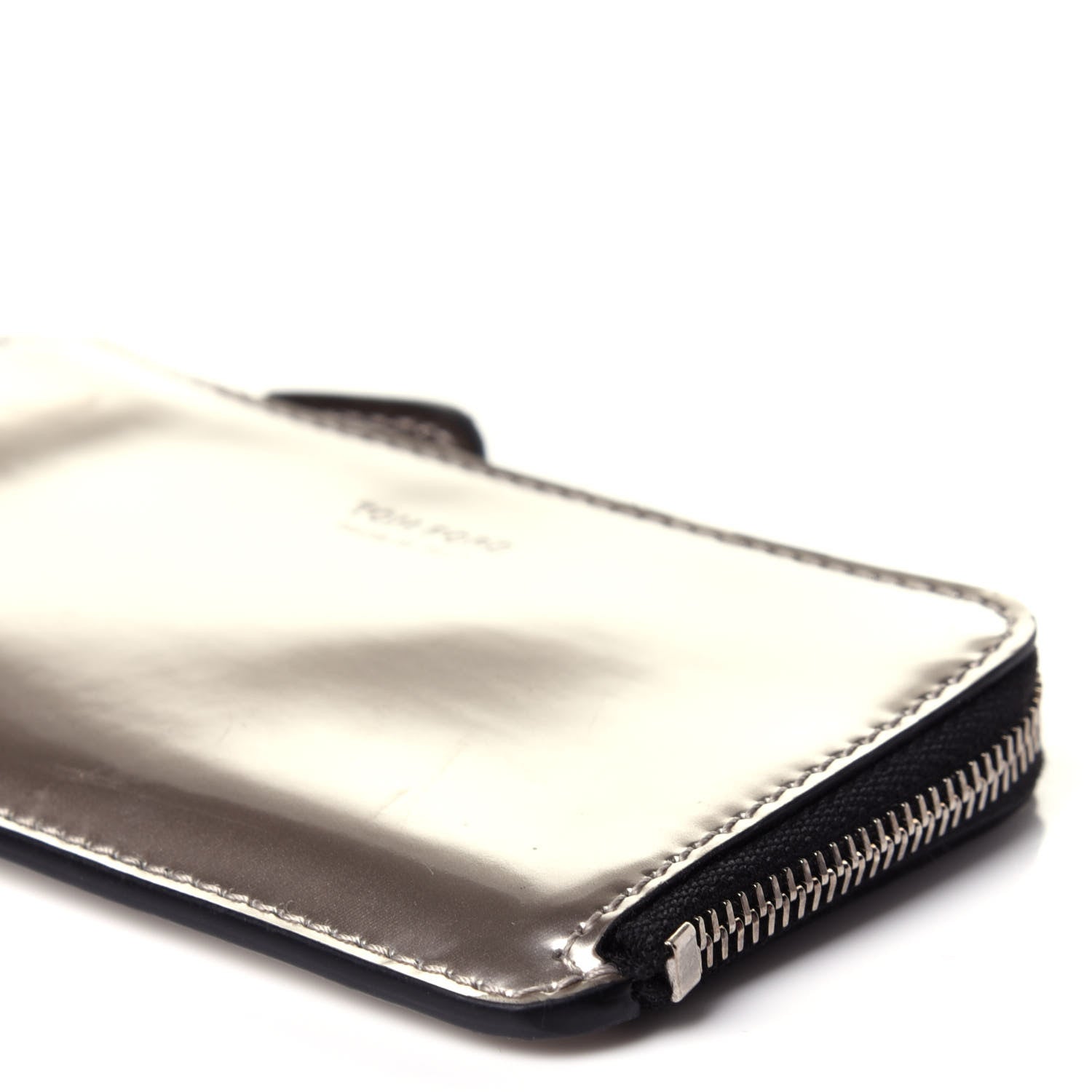 Tom Ford Metallic Calfskin Zip Card Holder Wallet Silver 8 of 11