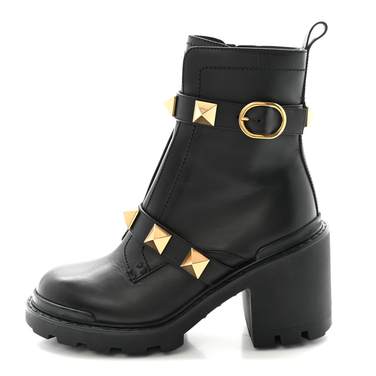 Calfskin Roman Stud 20/40mm Combat Boots 38.5 Black
