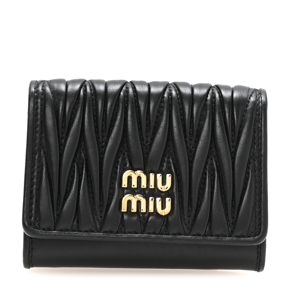 Nappa Matelasse Flap Card Holder Black