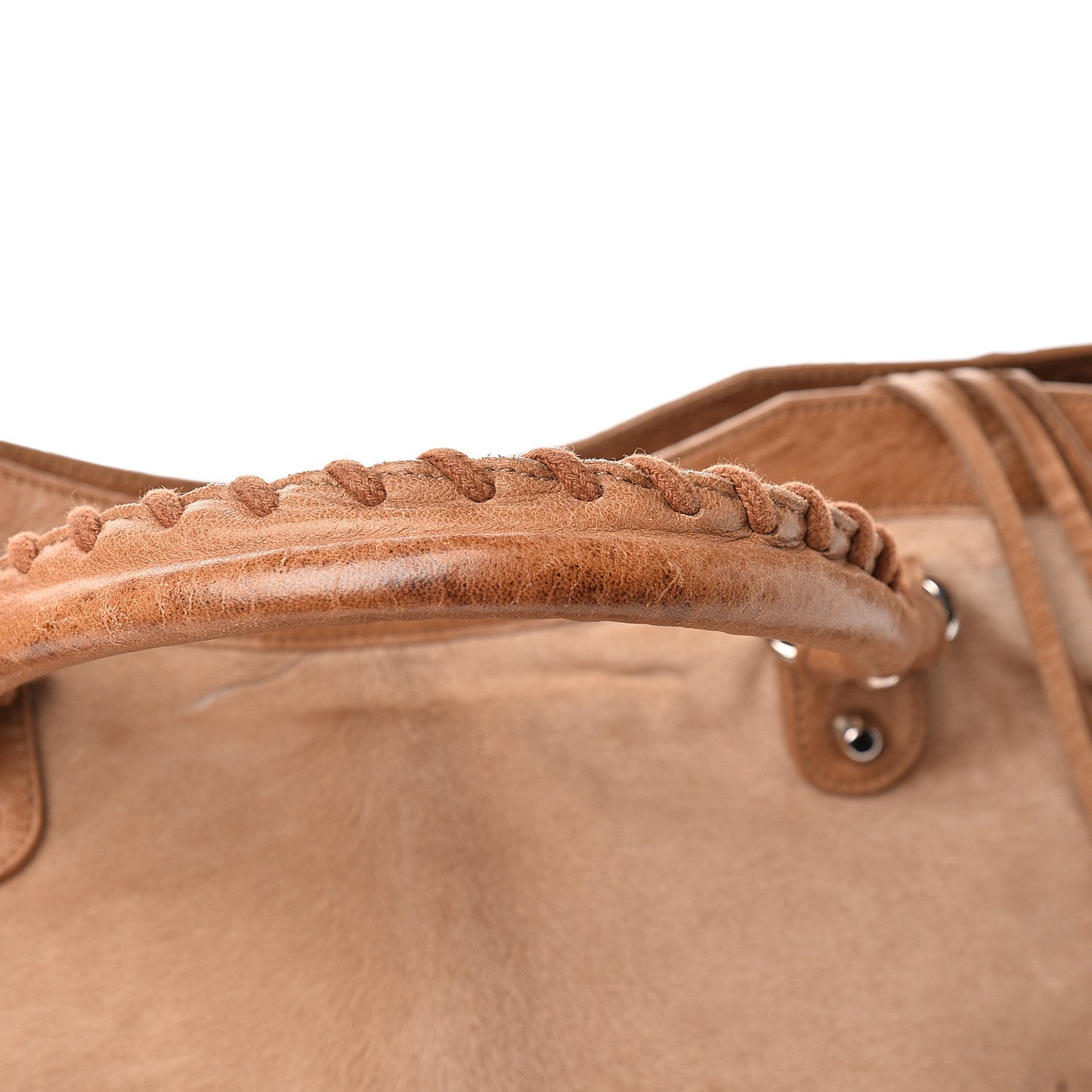 Chevre Pony Hair Classic Silver Hardware City Camel