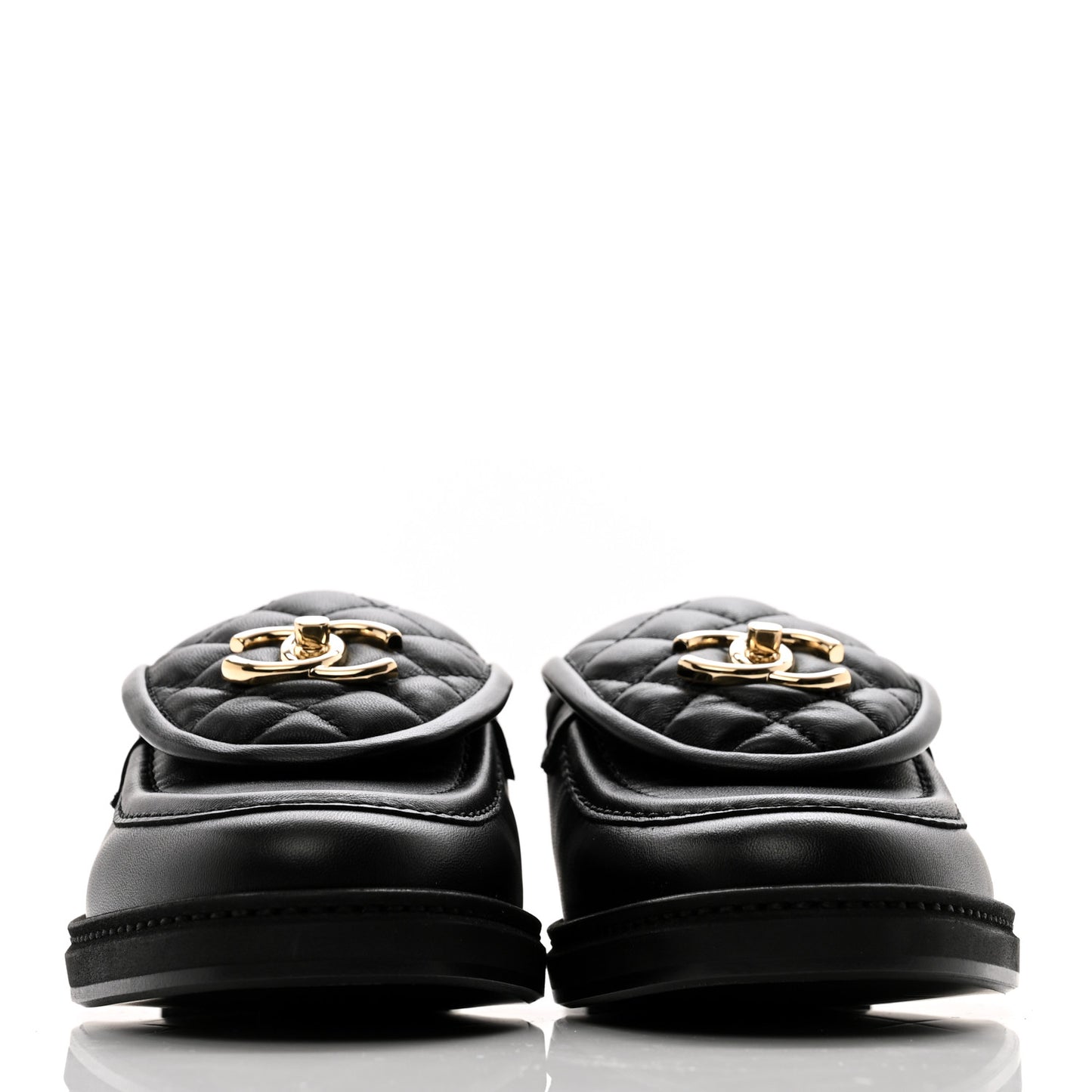 Lambskin Quilted CC Turnlock Loafers 37 Black