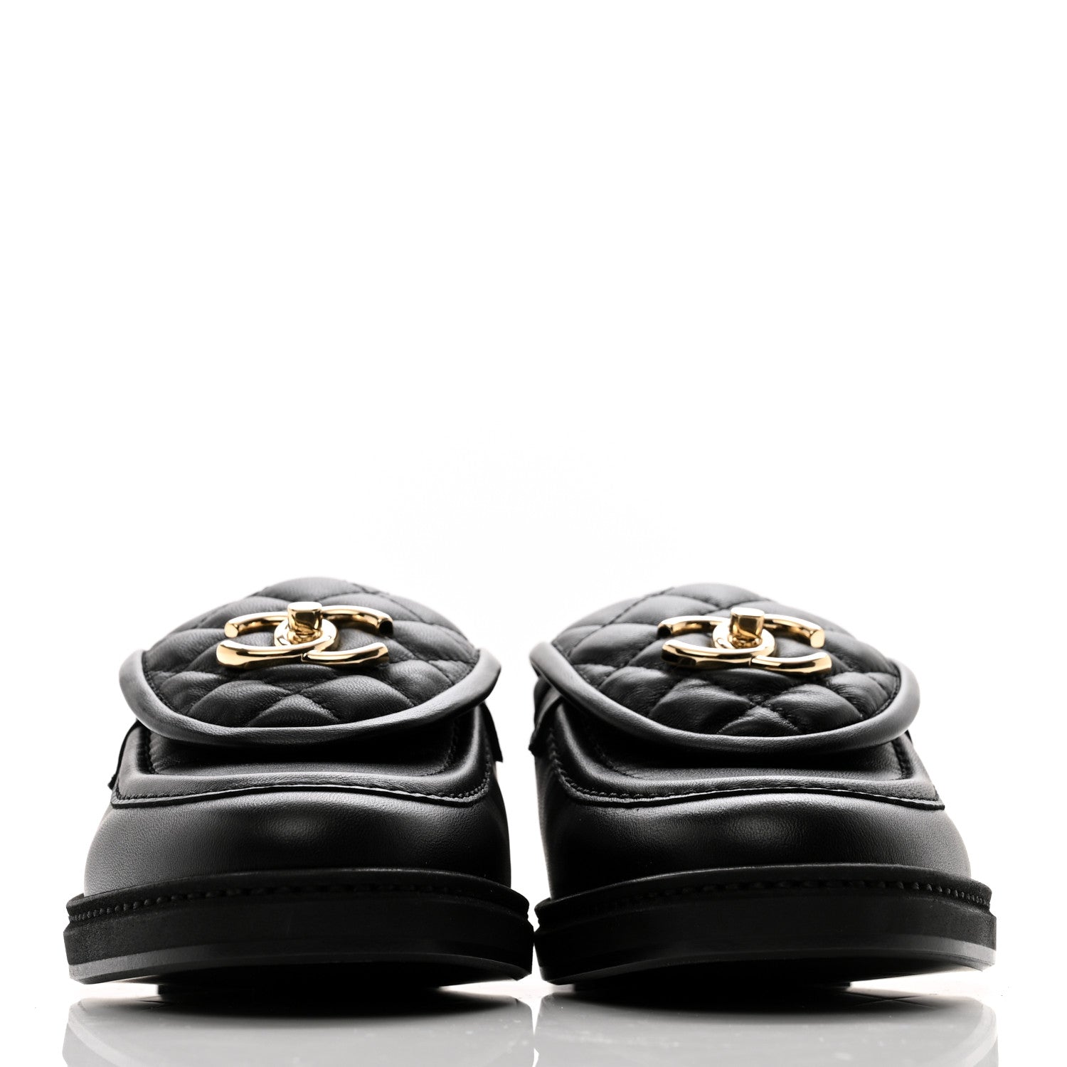 Chanel Lambskin Quilted CC Turnlock Loafers 37 Black 2 of 9