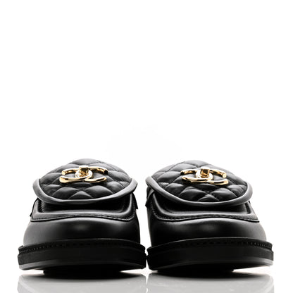 Chanel Lambskin Quilted CC Turnlock Loafers 37 Black 2 of 9