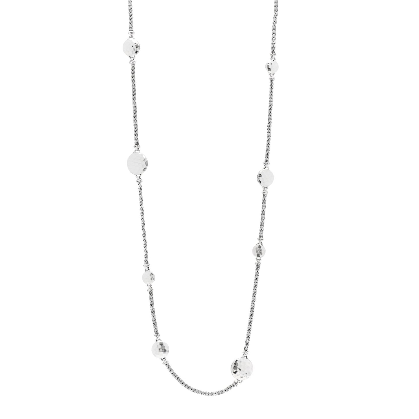Sterling Silver Palu Disc Station Sautoir Necklace 36"
