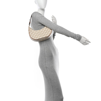 Celine Canvas Calfskin Ava Triomphe Shoulder Bag White 2 of 10