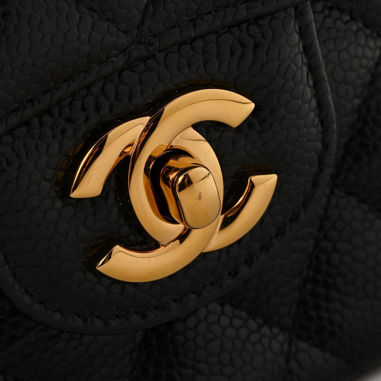 Caviar Quilted Small Double Flap Black