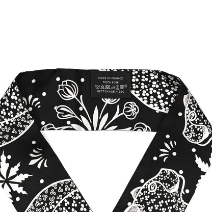 Hermes Silk Les Leopards Twilly Black White 3 of 3