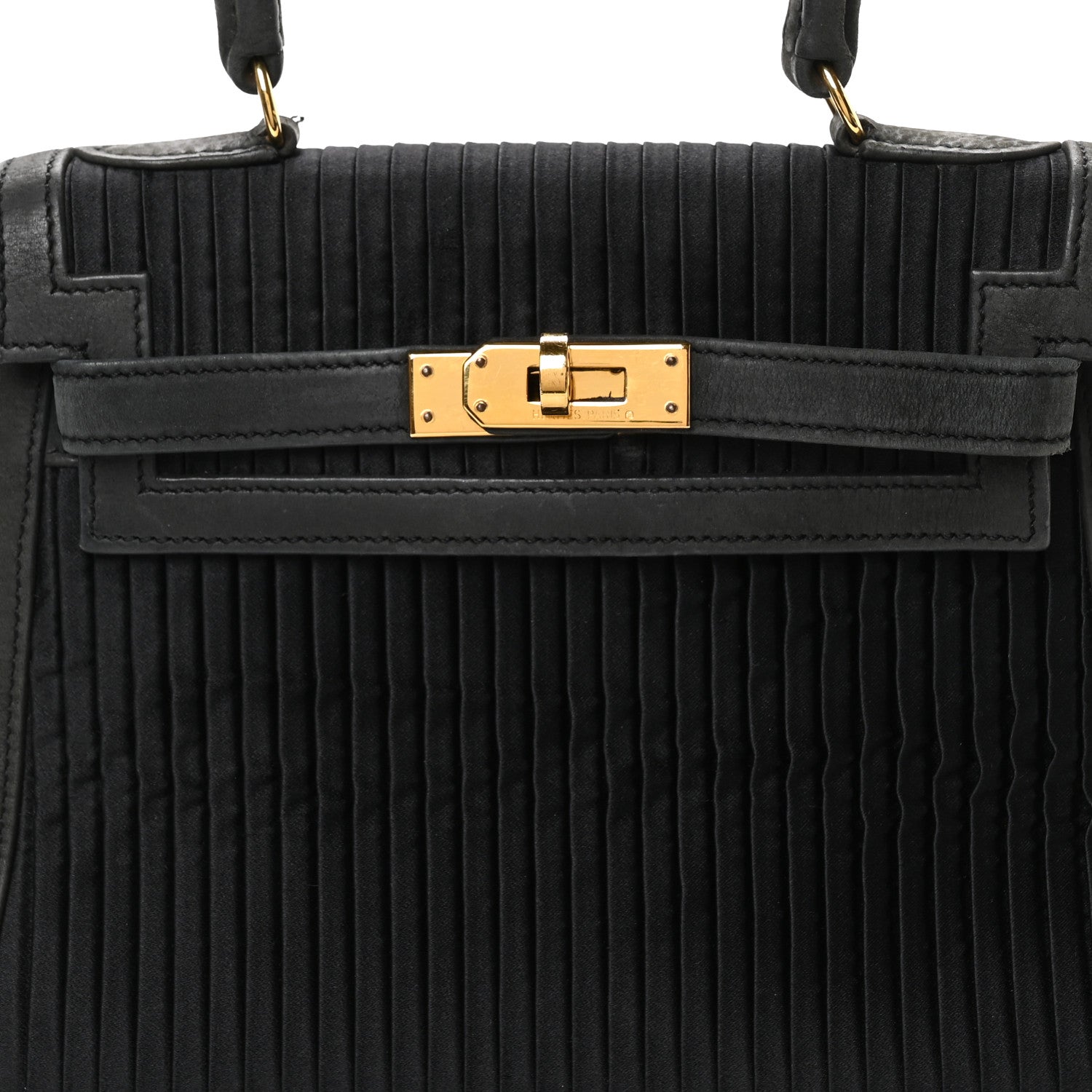 Hermes Silk Veau Doblis Pleated Mini Kelly Sellier 20 Black 8 of 10