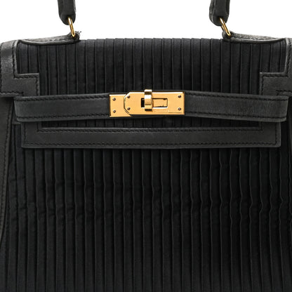 Hermes Silk Veau Doblis Pleated Mini Kelly Sellier 20 Black 8 of 10