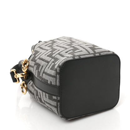 Fendi Chenille Vitello King FF Mini Mon Tresor Bucket Bag Antracite Asfalto 4 of 8