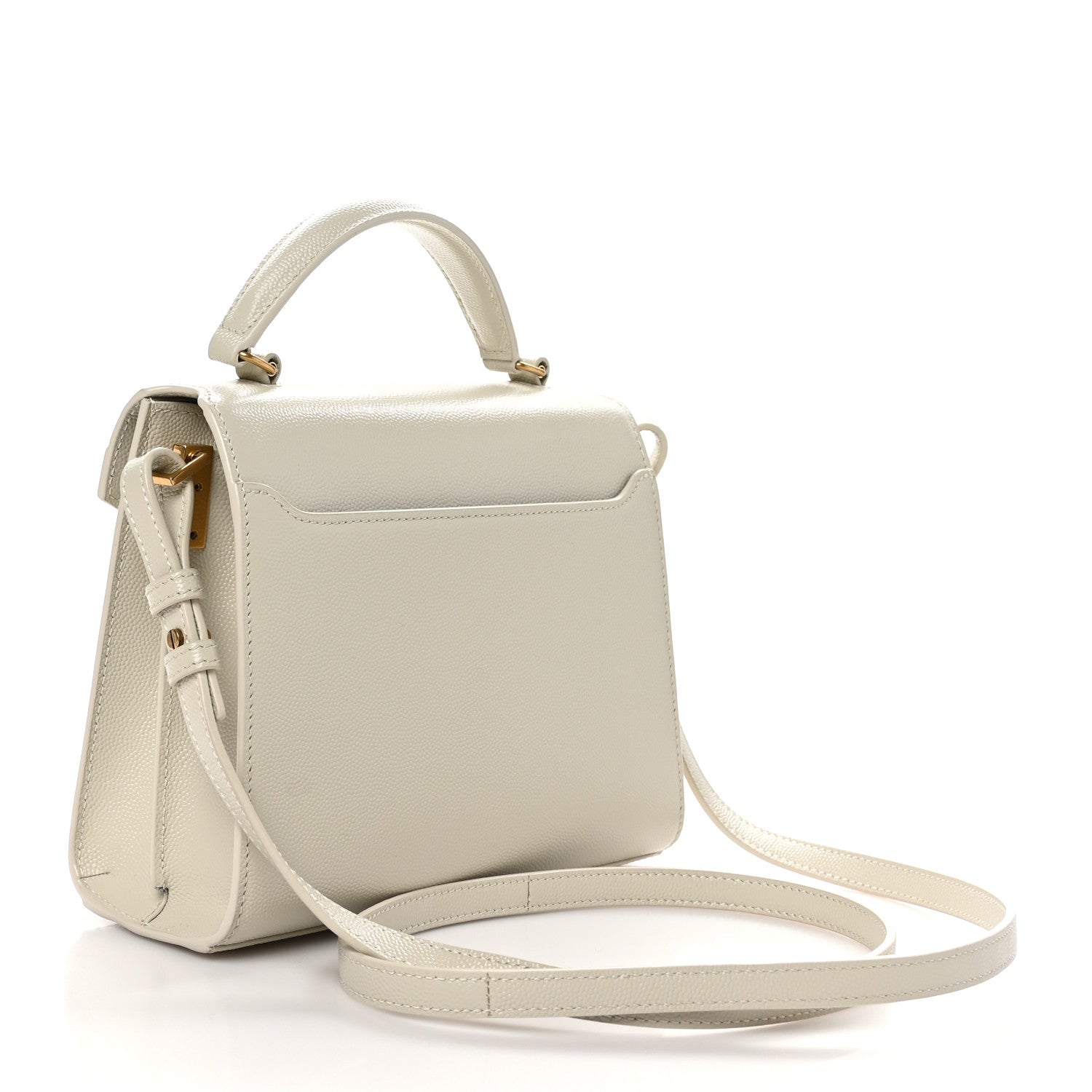 Saint Laurent Grain de Poudre Mini Classic Monogram Cassandra Top Handle Vintage White 3 of 10