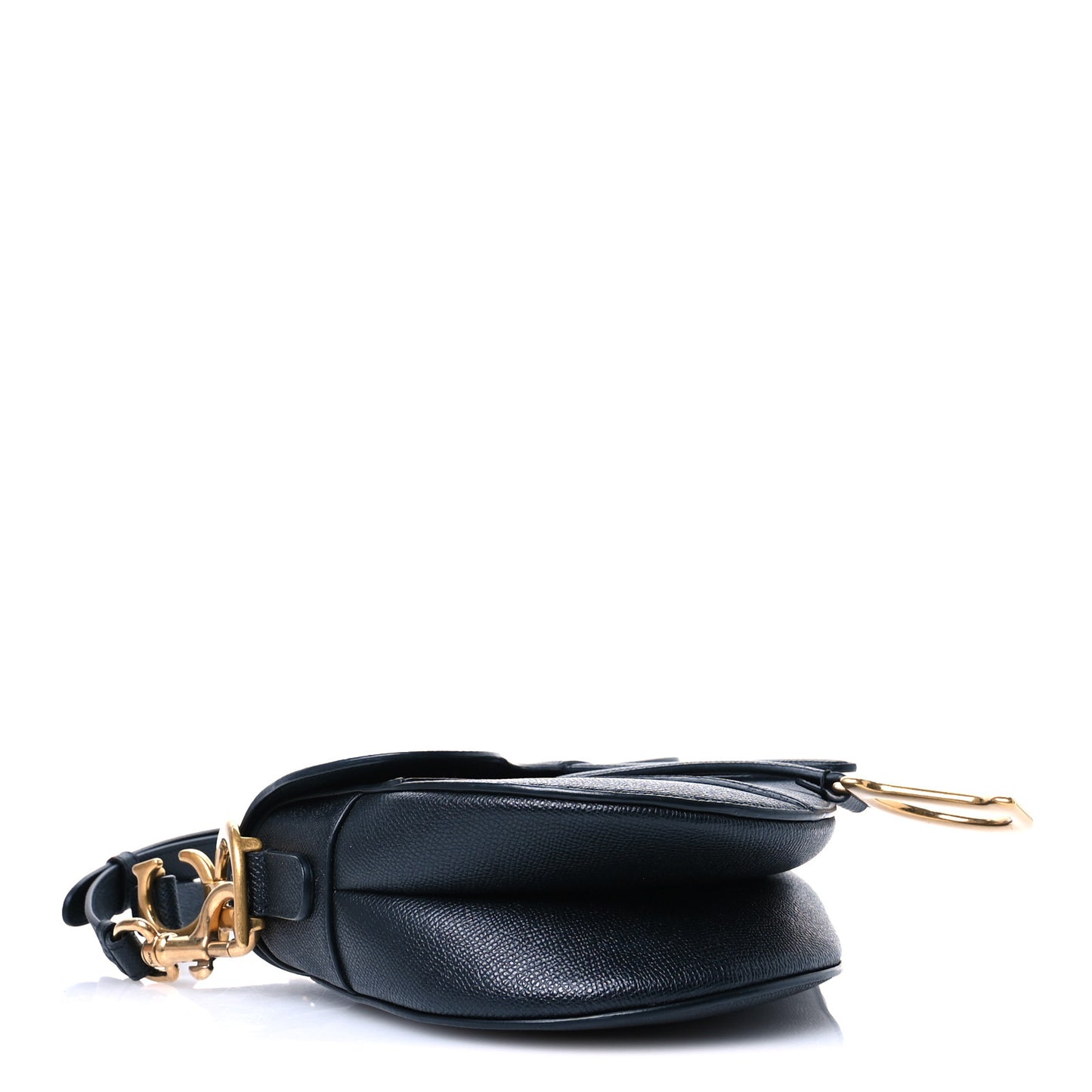 Grained Calfskin Saddle Bag With Strap Black