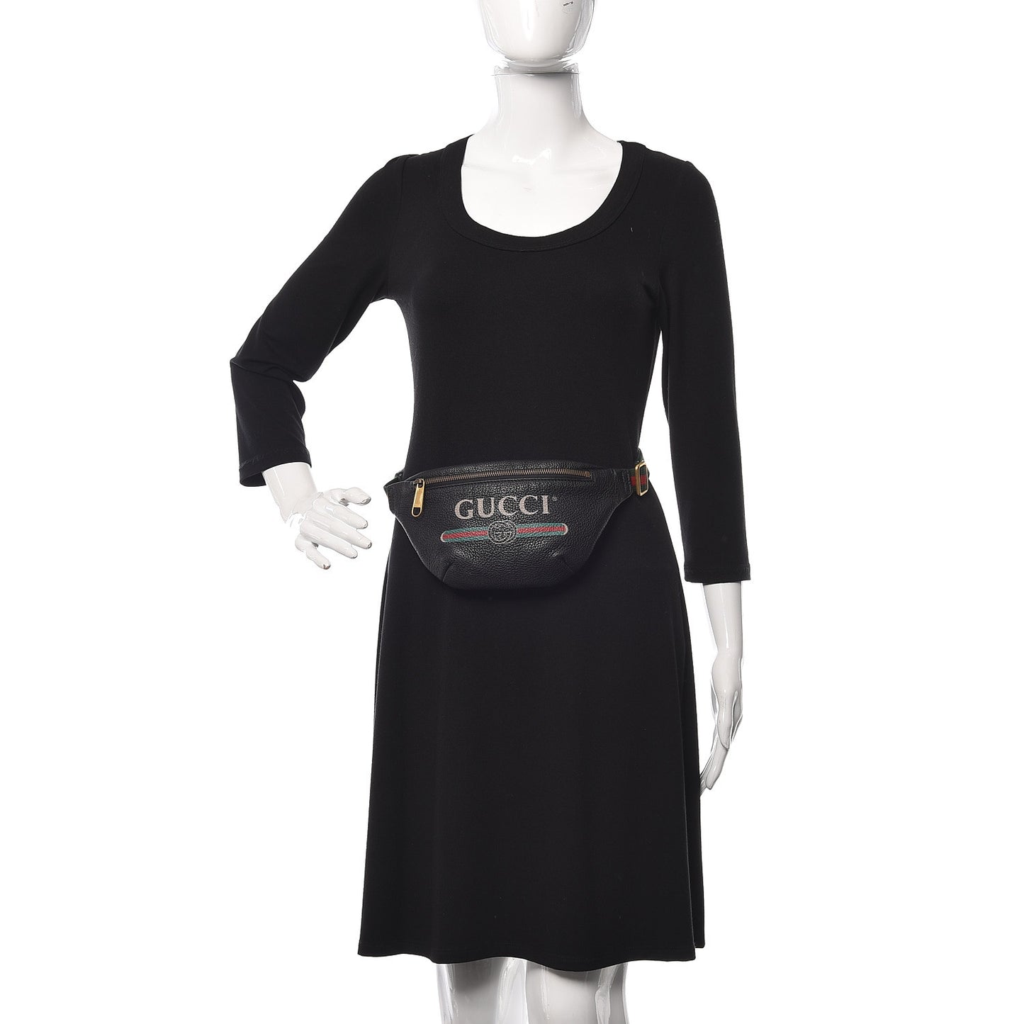 Grained Calfskin Small Logo Belt Bag Black