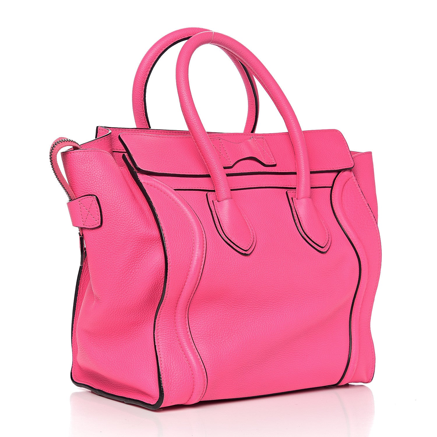 Celine Drummed Calfskin Mini Luggage Fluo Pink 2 of 11