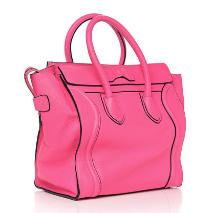 Celine Drummed Calfskin Mini Luggage Fluo Pink 2 of 11