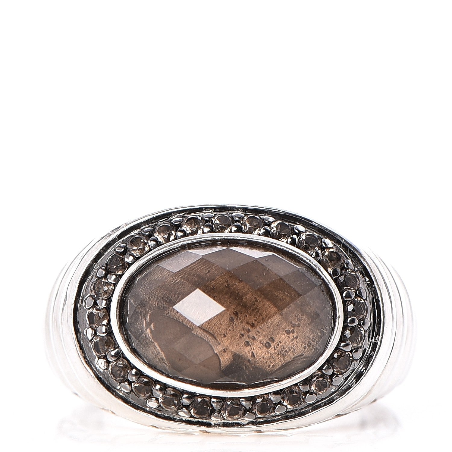 John Hardy Sterling Silver 14mm Smoky Quartz Batu Bedeg Ring 55 7.25 1 of 6