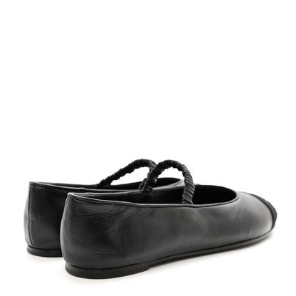 Chanel Lambskin Grosgrain Cap Toe CC Ballerina Flats With Leg Warmers 36 Black 5 of 17