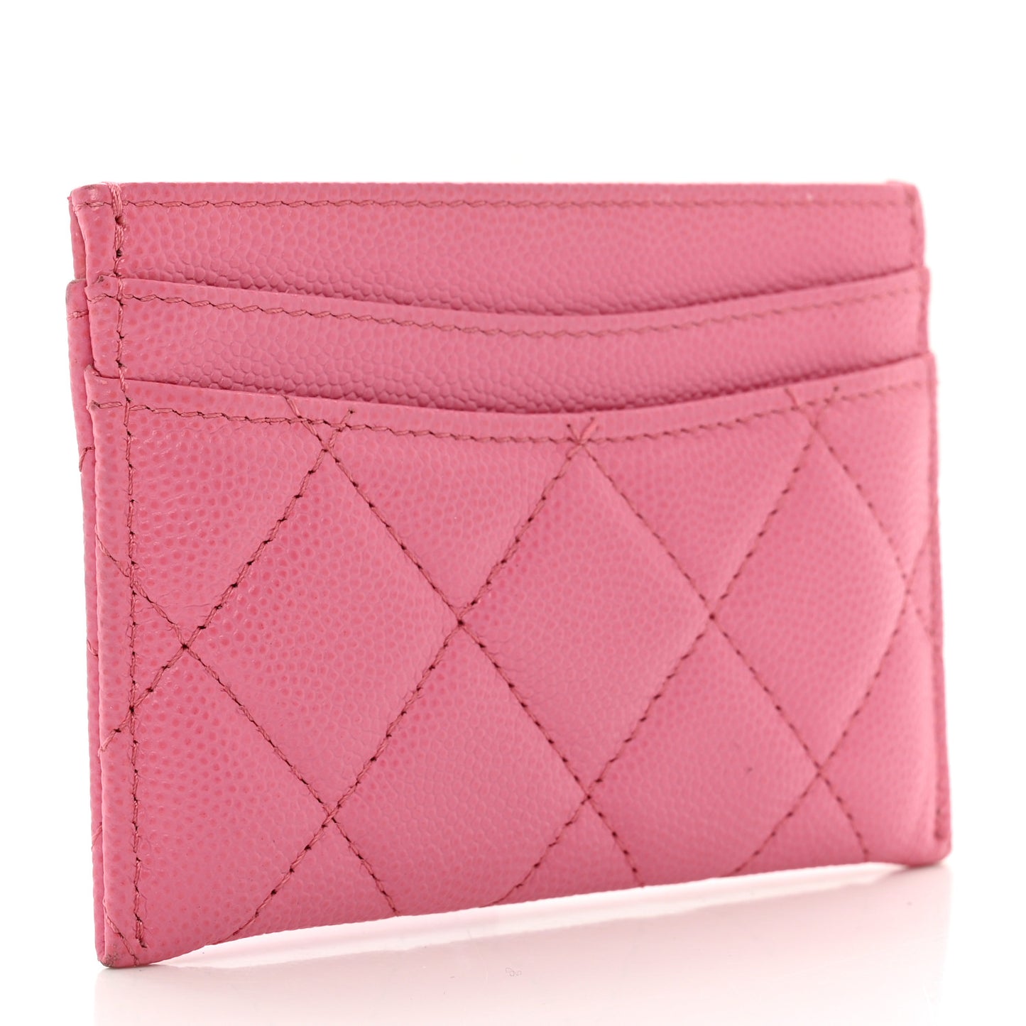 Caviar Quilted Card Holder Pink