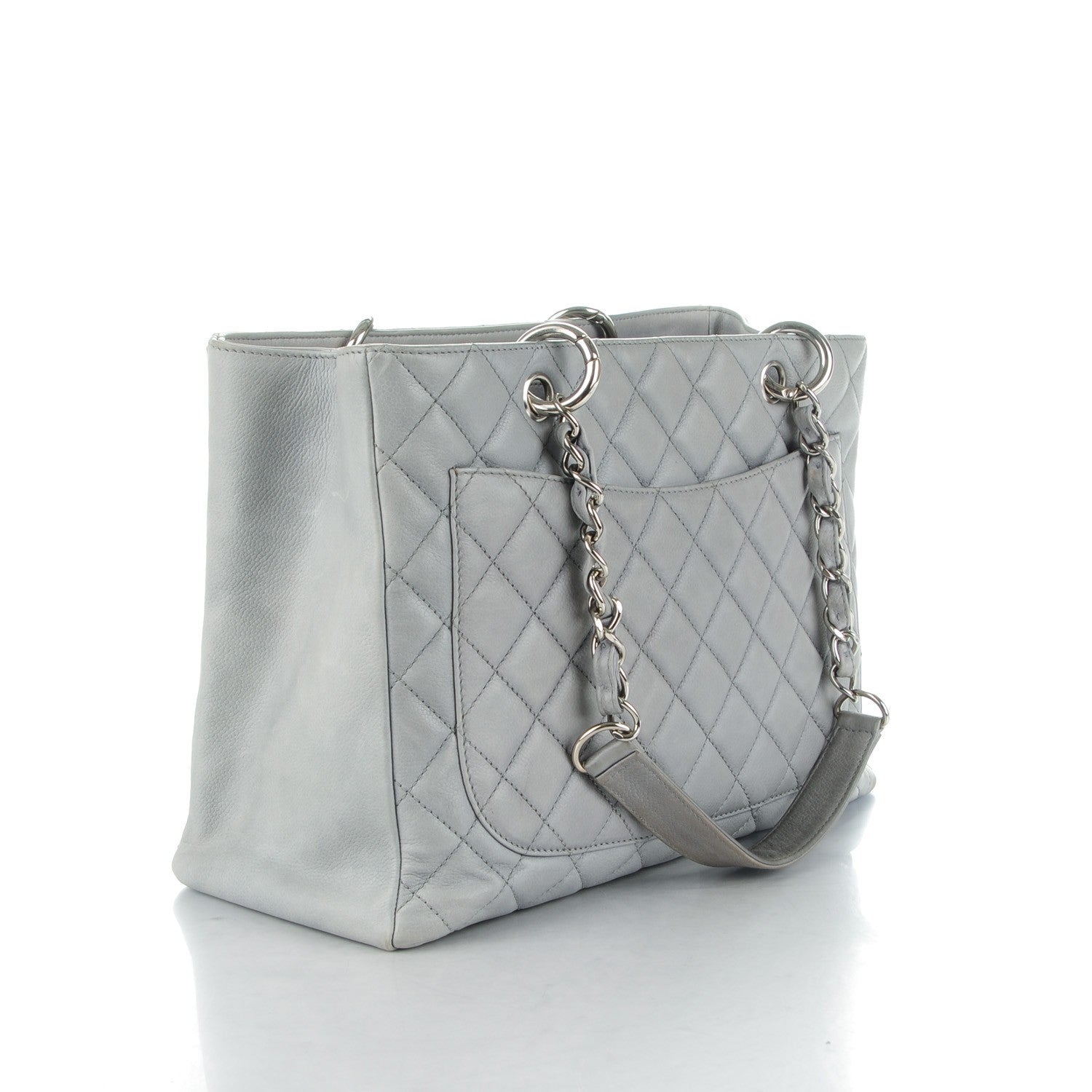 Chanel Caviar Quilted Grand Shopping Tote GST Light Grey 3 of 7