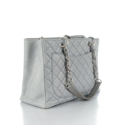 Chanel Caviar Quilted Grand Shopping Tote GST Light Grey 3 of 7