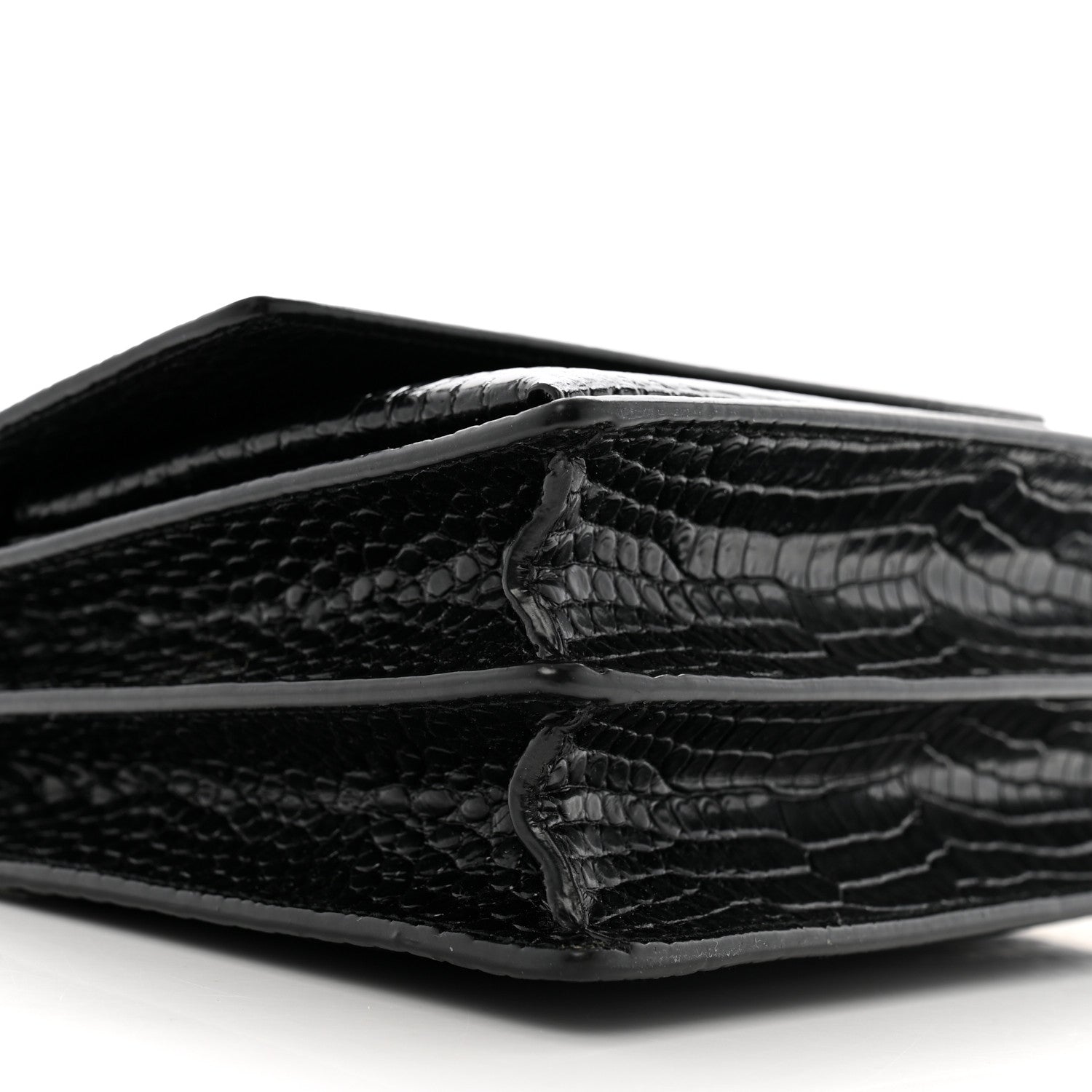 Saint Laurent Calfskin Crocodile Embossed Medium Monogram Sunset Black 10 of 12
