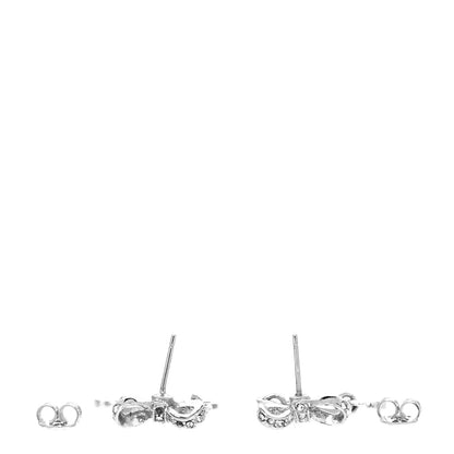 Christian Dior Crystal Bow Earrings Silver 3 of 5