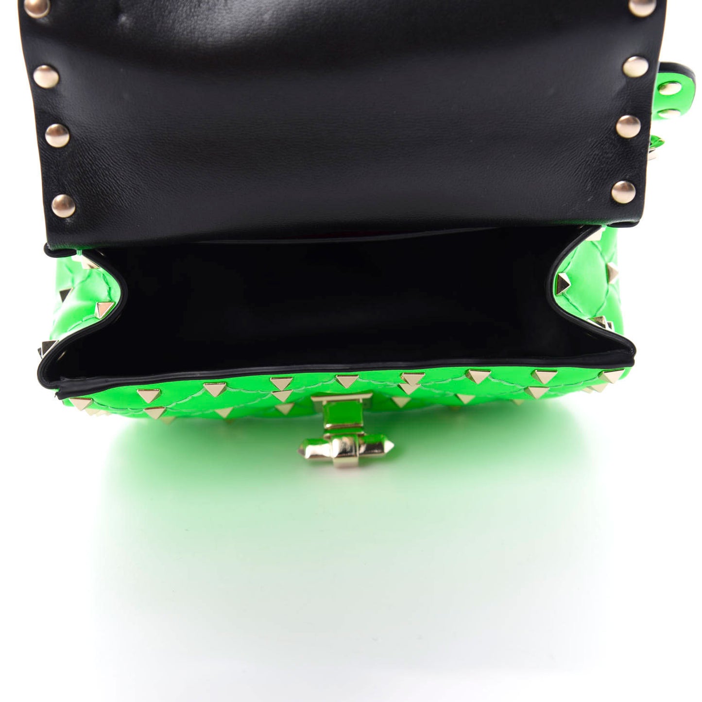 Calfskin Micro Rockstud Spike Shoulder Bag Fluo Green