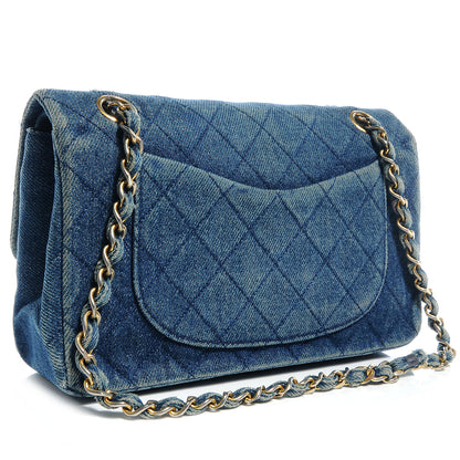 Chanel Quilted Denim Double Small Flap Blue 3 of 8