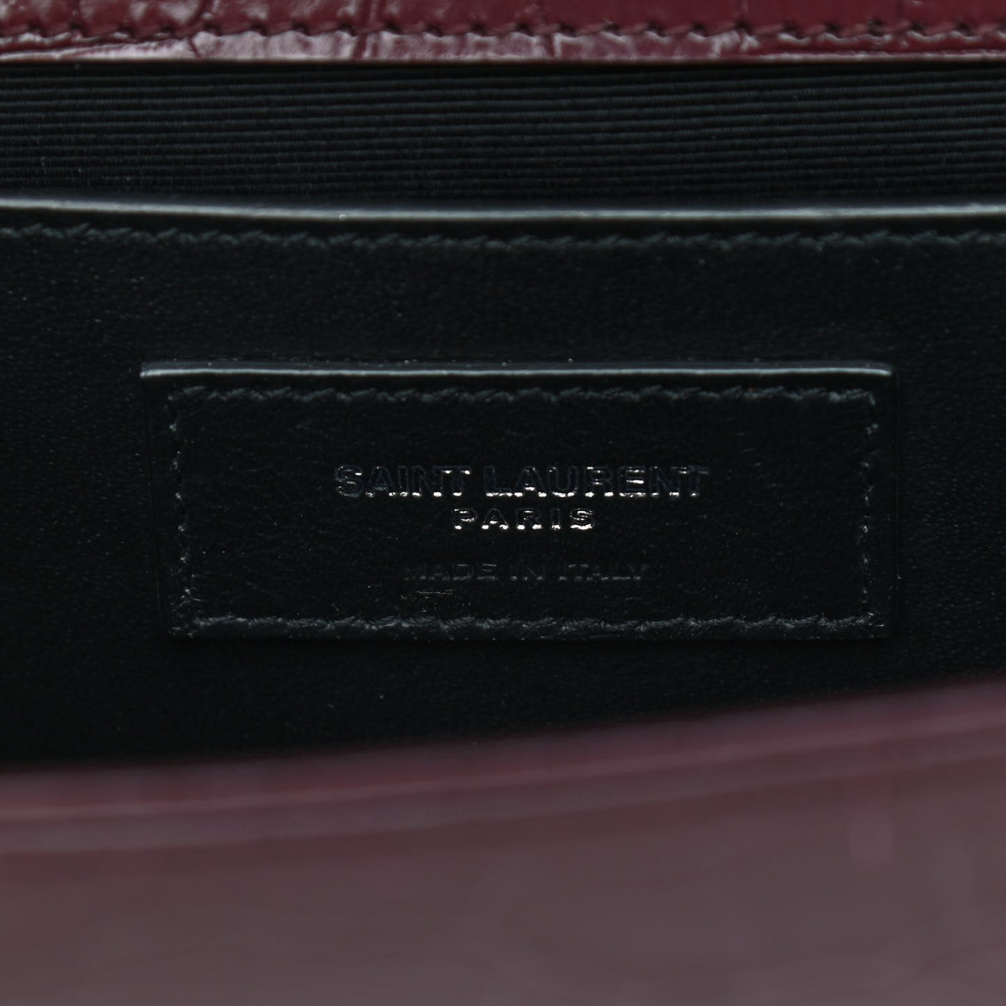Calfskin Crocodile Embossed Small Classic Monogram Kate Tassel Satchel Palissandre