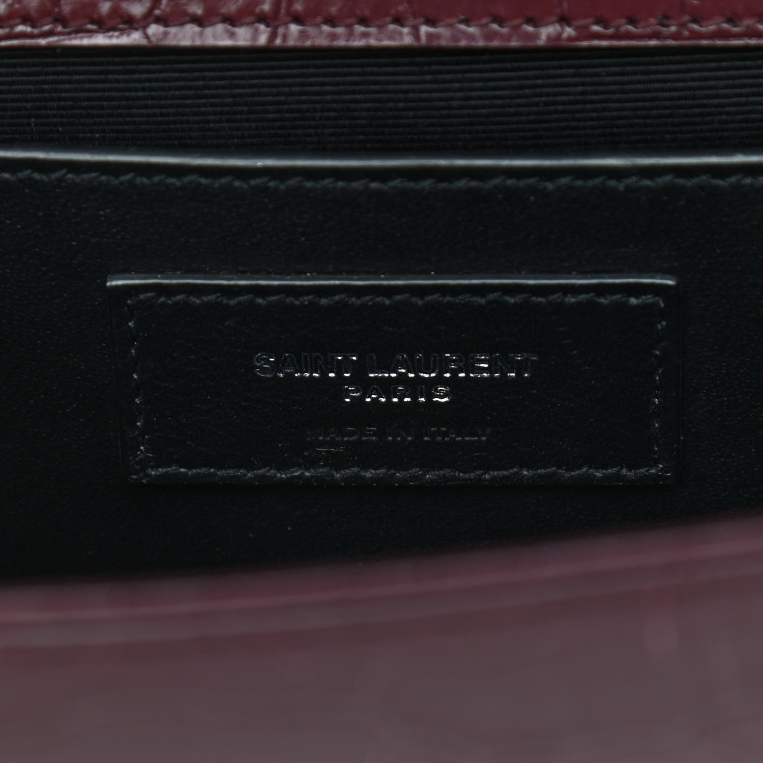 Saint Laurent Calfskin Crocodile Embossed Small Classic Monogram Kate Tassel Satchel Palissandre 6 of 9