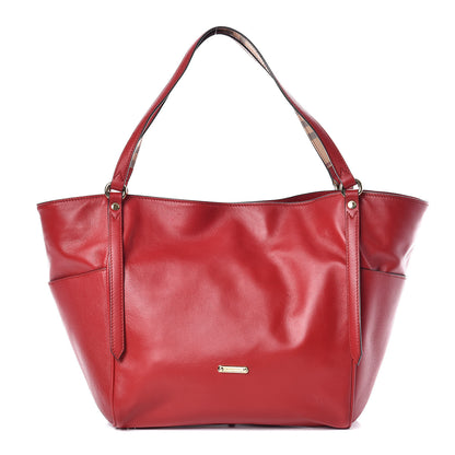 Burberry Calfskin Haymarket Check Small Canterbury Tote Red 1 of 14