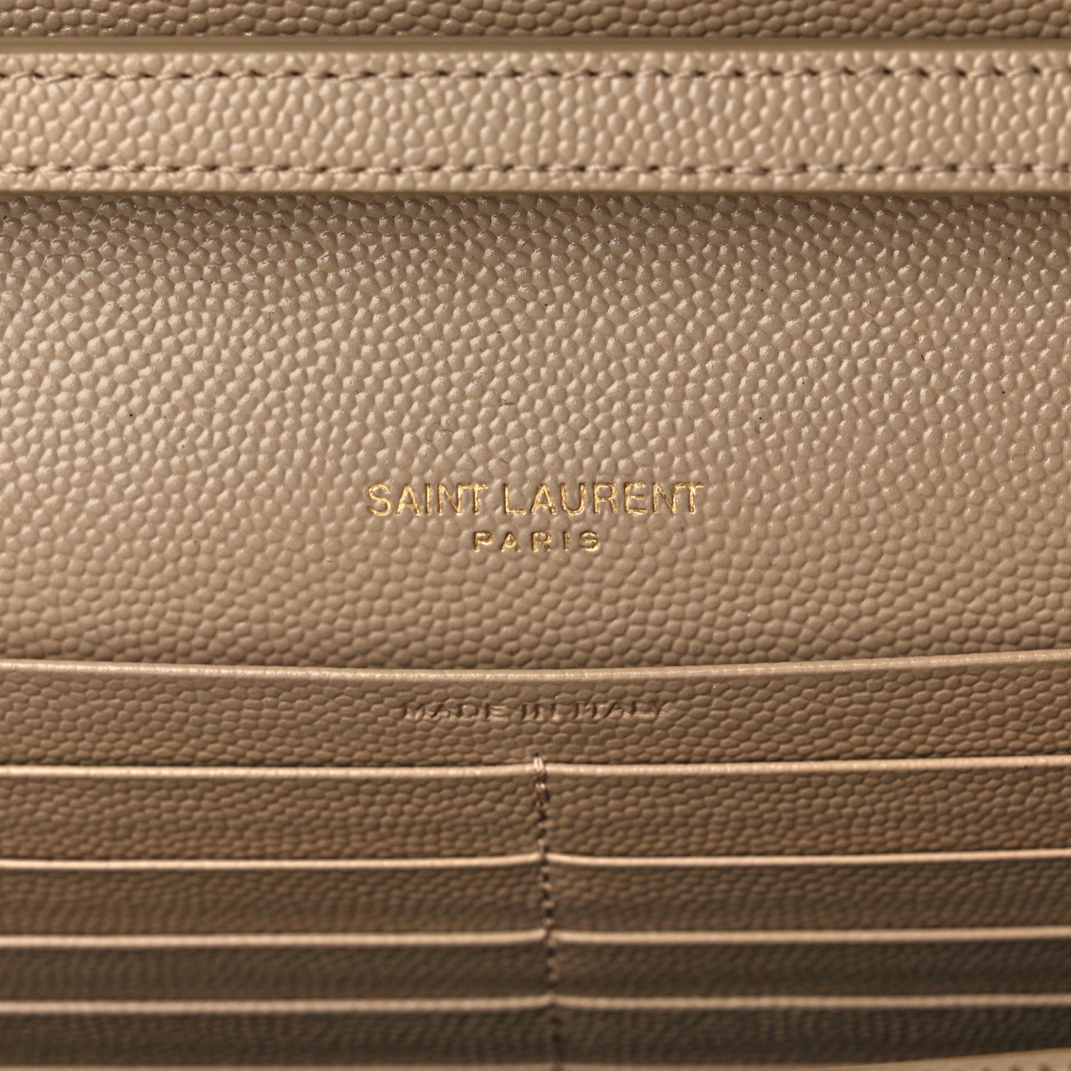 Saint Laurent Grain De Poudre Matelasse Chevron Monogram Chain Wallet Dark Beige 6 of 9