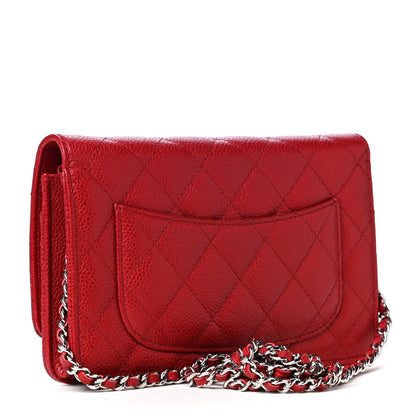 Chanel Caviar Quilted Wallet On Chain WOC Red 2 of 4