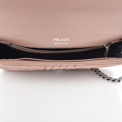 Prada Camoscio Impunture Diagramme Medium Chain Flap Shoulder Bag Dark Rose 6 of 14