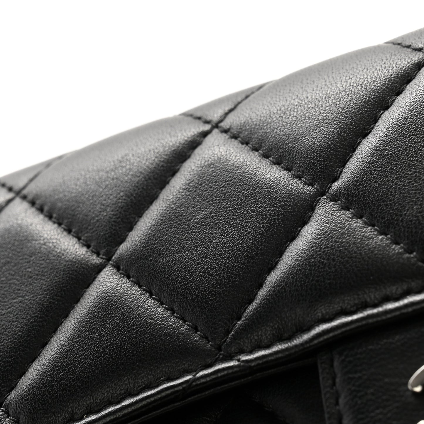 Lambskin Quilted Large Flap Wallet Black
