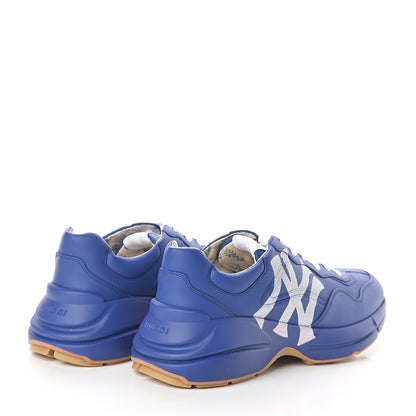 Gucci X MLB Calfskin NY Yankees Mens Rhyton Sneakers 8 Electric Blue 4 of 6