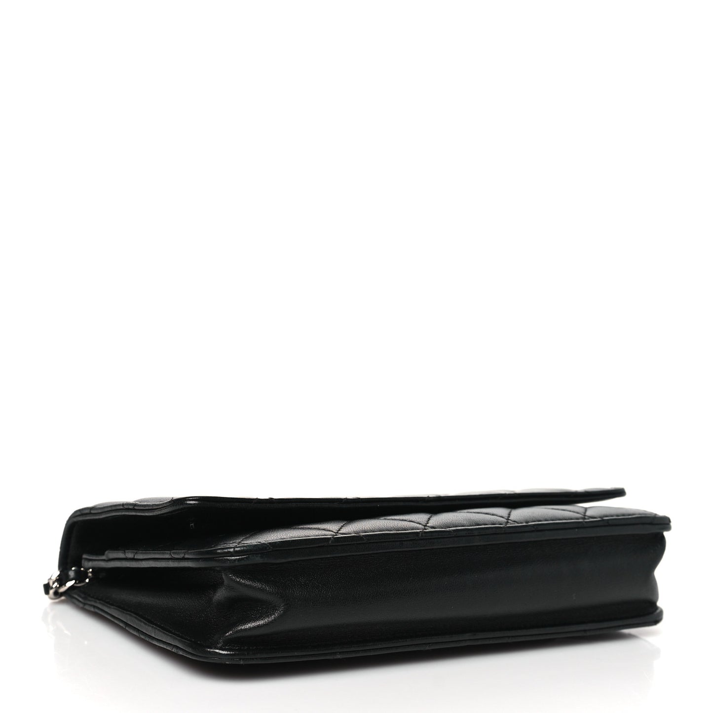 Lambskin Quilted Wallet On Chain WOC Black
