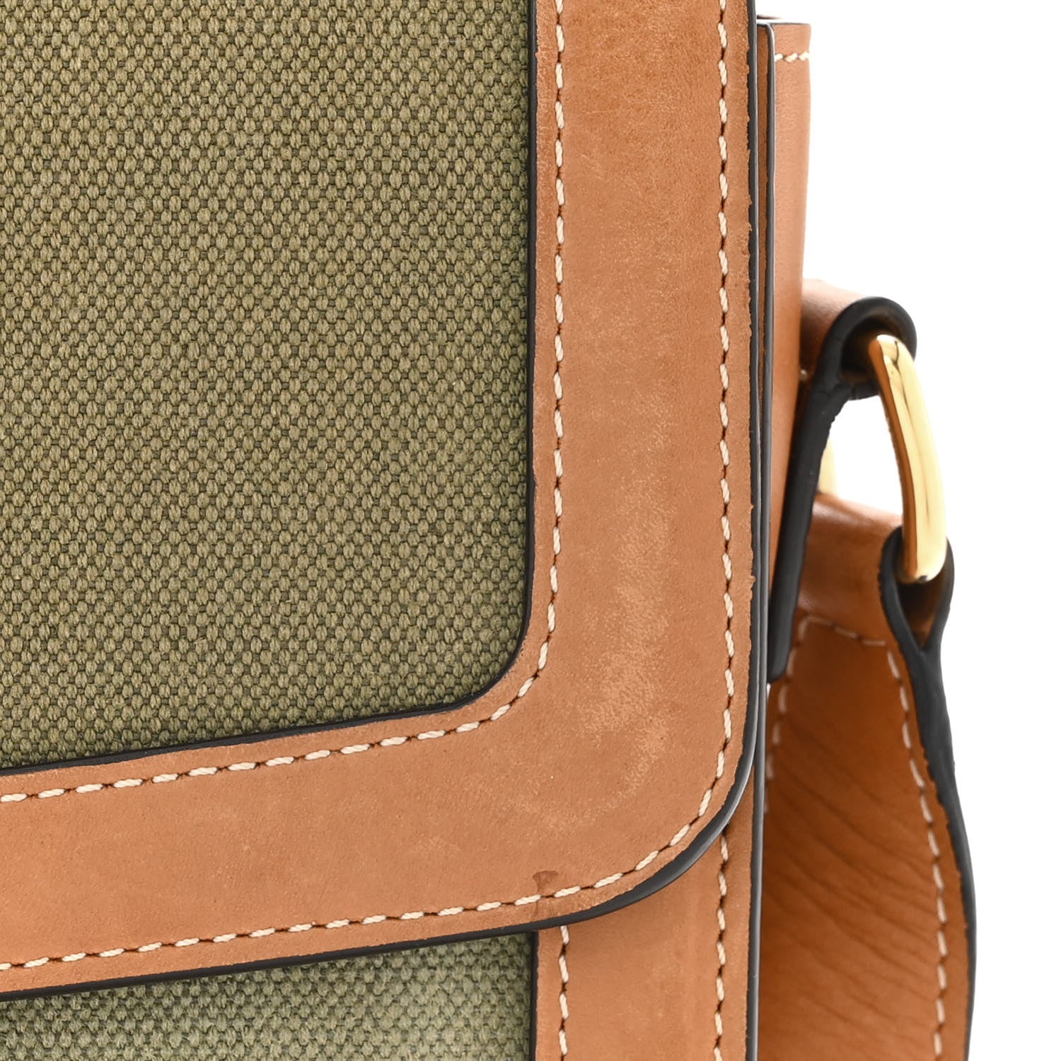 Celine Textile Natural Calfskin Classique Triomphe Khaki Tan 11 of 12