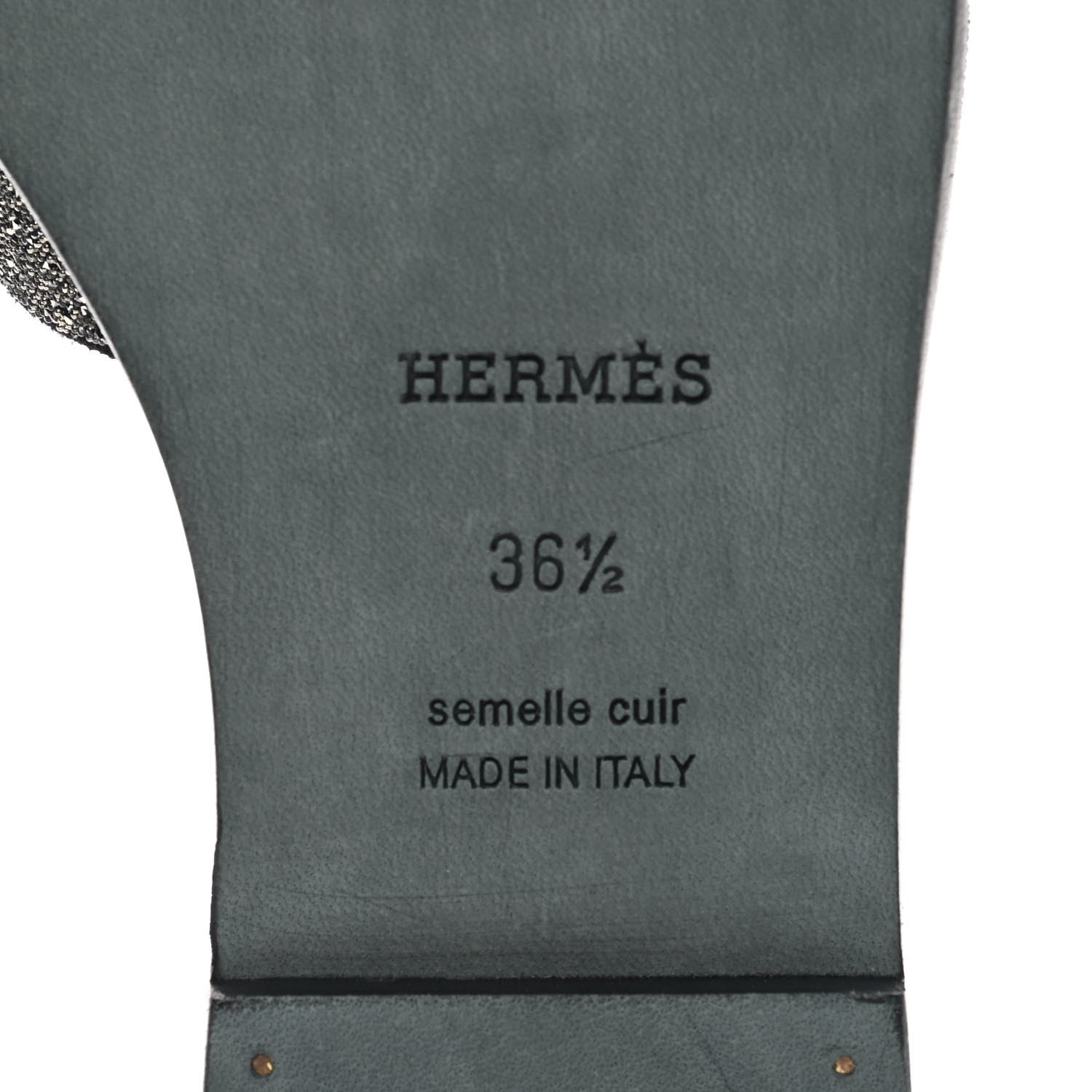 Hermes Velvet Goatskin Crystal Beads Oran Sandals 36.5 Gris Argente Black 6 of 9