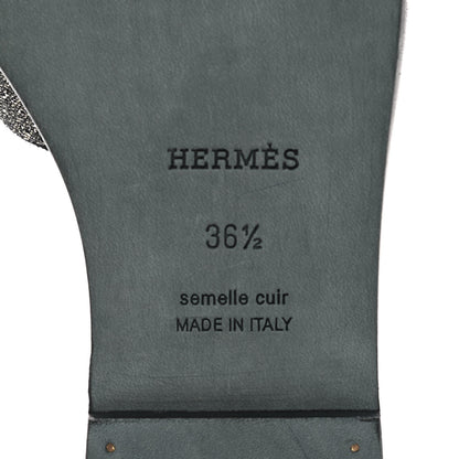 Hermes Velvet Goatskin Crystal Beads Oran Sandals 36.5 Gris Argente Black 6 of 9