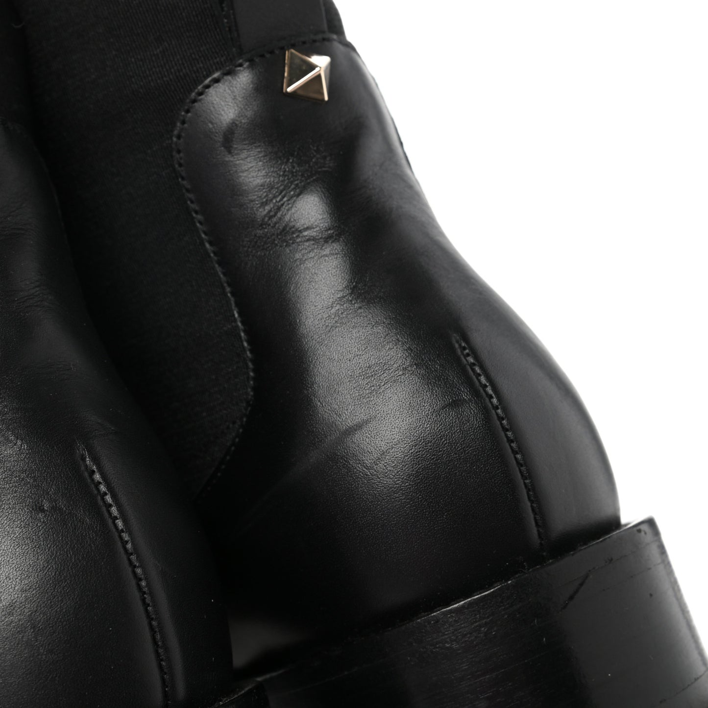Calfskin Rockstud Beatle Chelsea 20mm Ankle Boots 39 Black