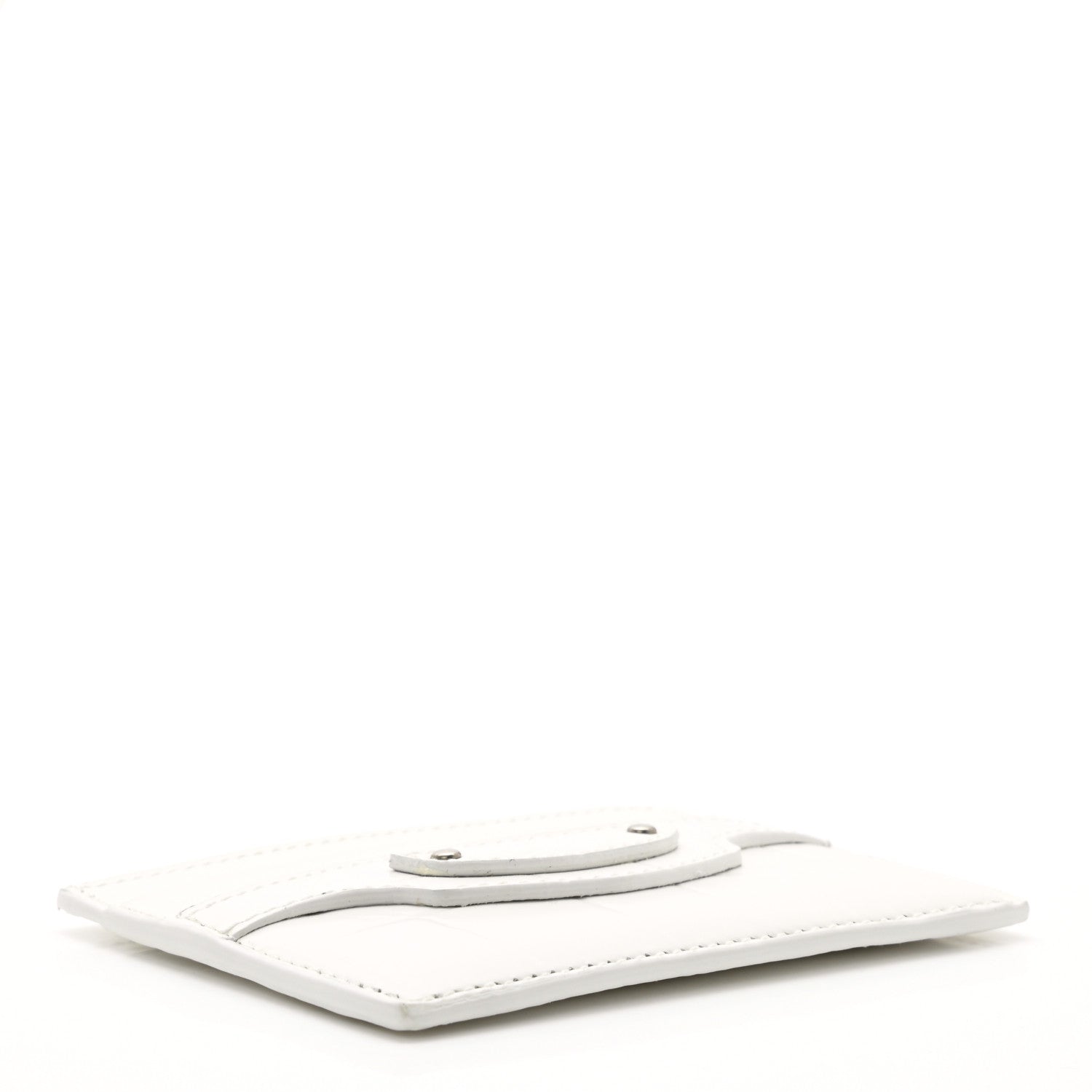 Balenciaga Semi Shiny Calfskin Crocodile Embossed Neo Classic Card Holder White 4 of 8