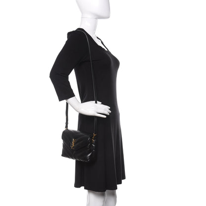 Saint Laurent Calfskin Y Quilted Monogram Toy Loulou Crossbody Bag Black 2 of 10