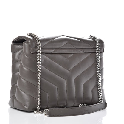 Saint Laurent Calfskin Y Quilted Monogram Small Loulou Chain Satchel Earth 3 of 10