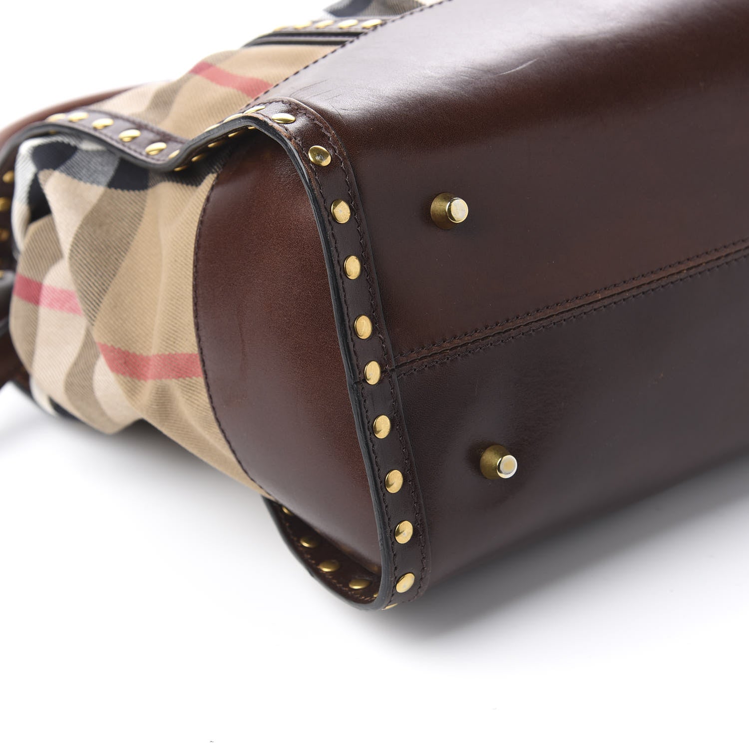 Burberry House Check Studded Large Greenham Tote Dark Tan 10 of 11