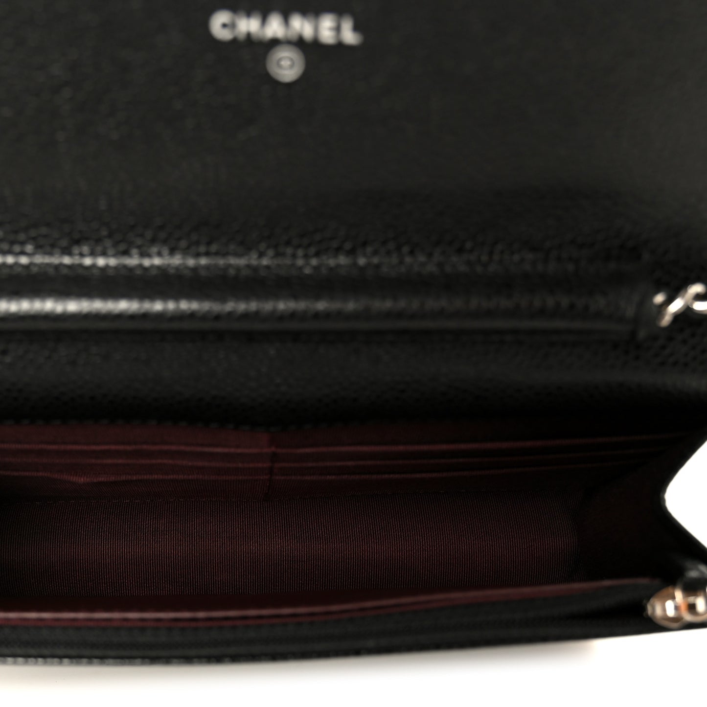 Caviar Quilted Wallet on Chain WOC Black