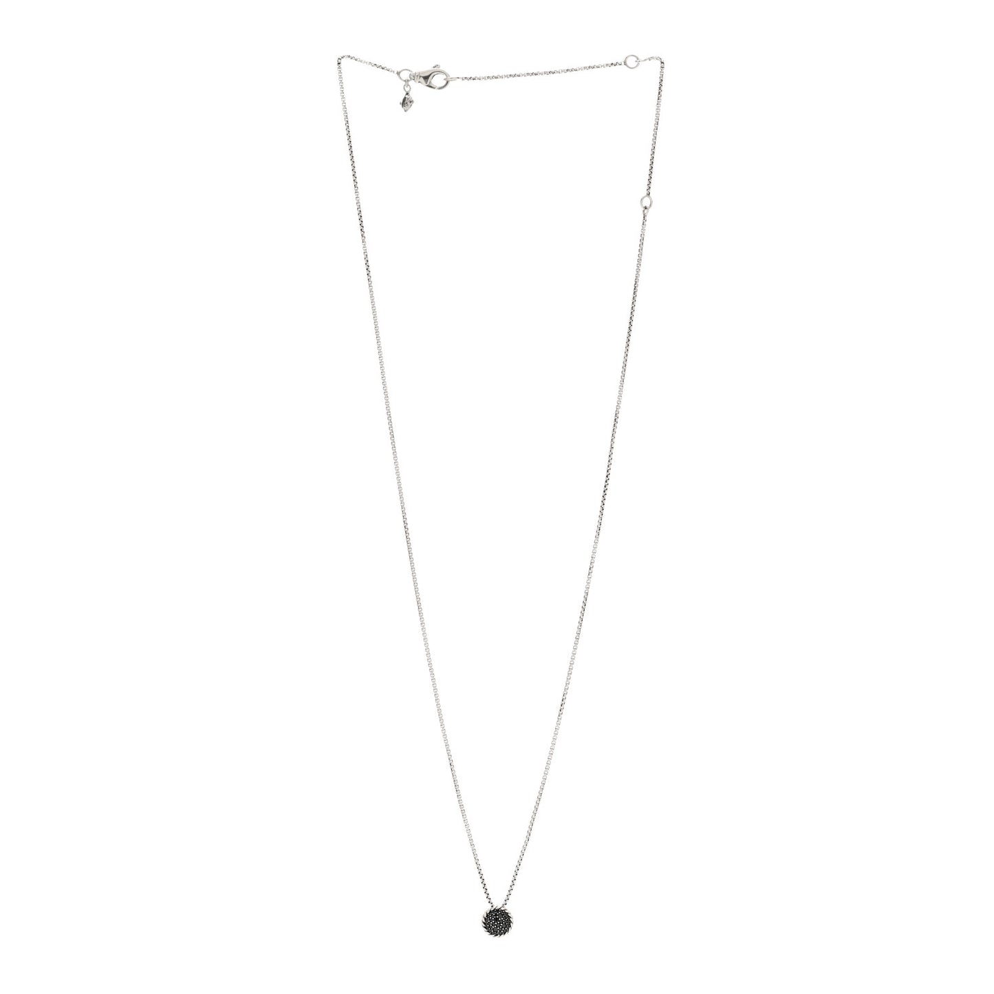 Sterling Silver Black Diamond 8mm Petite Chatelaine Pendant Necklace