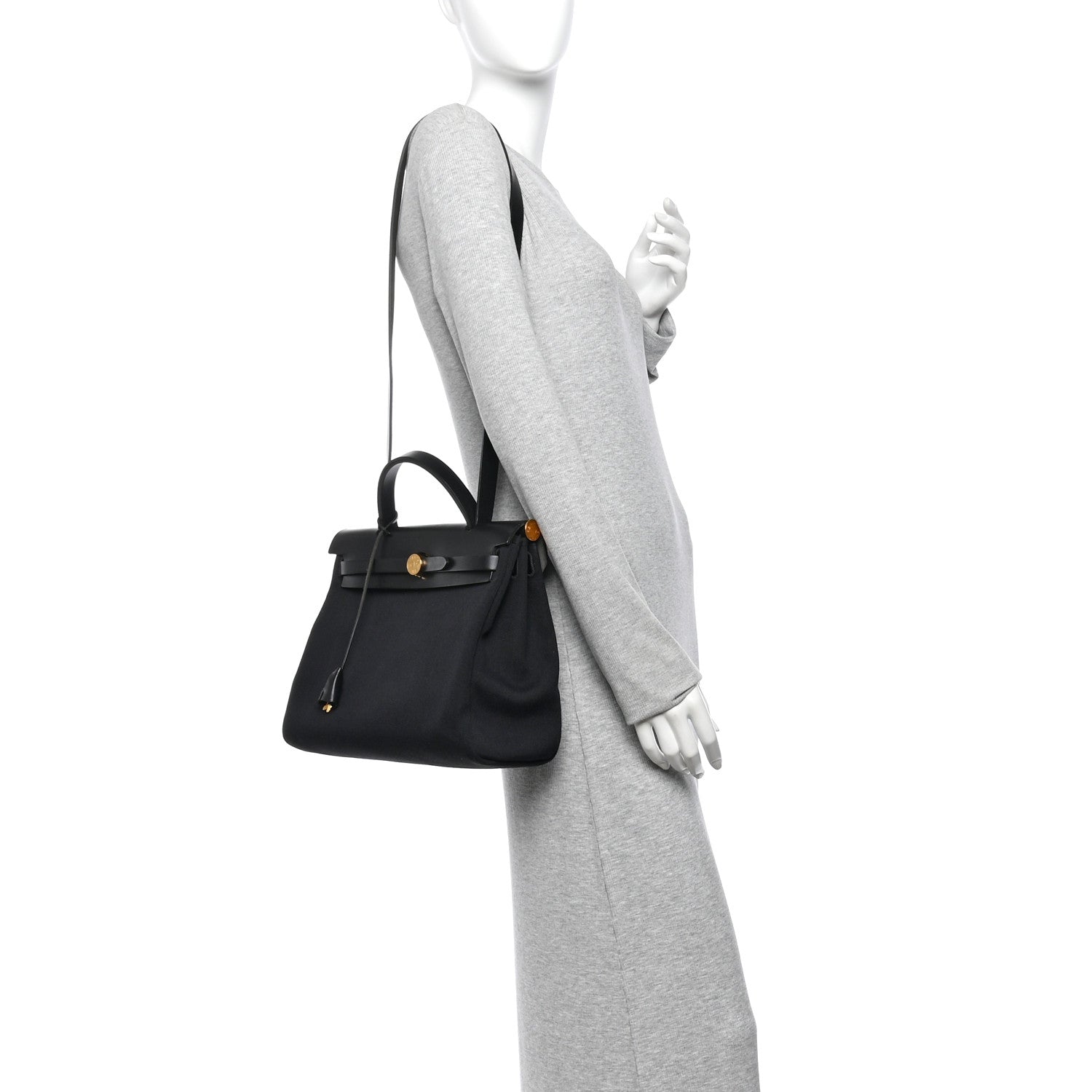 Hermes Military Toile Vache Hunter Herbag Zip Retourne 31 PM Black 2 of 11