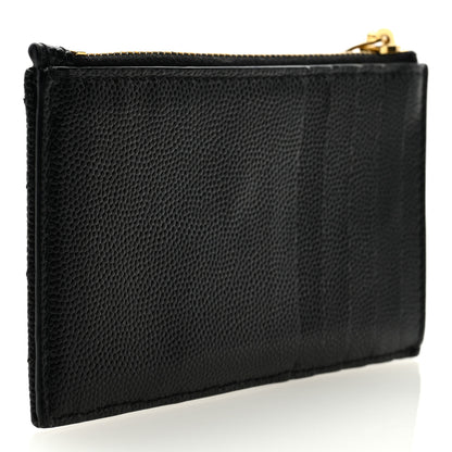 Saint Laurent Monogram Grain de Poudre 5 Fragments Zip Pouch Card Holder Black 3 of 6